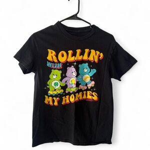Care Bears Black Tee with Colorful Graphic